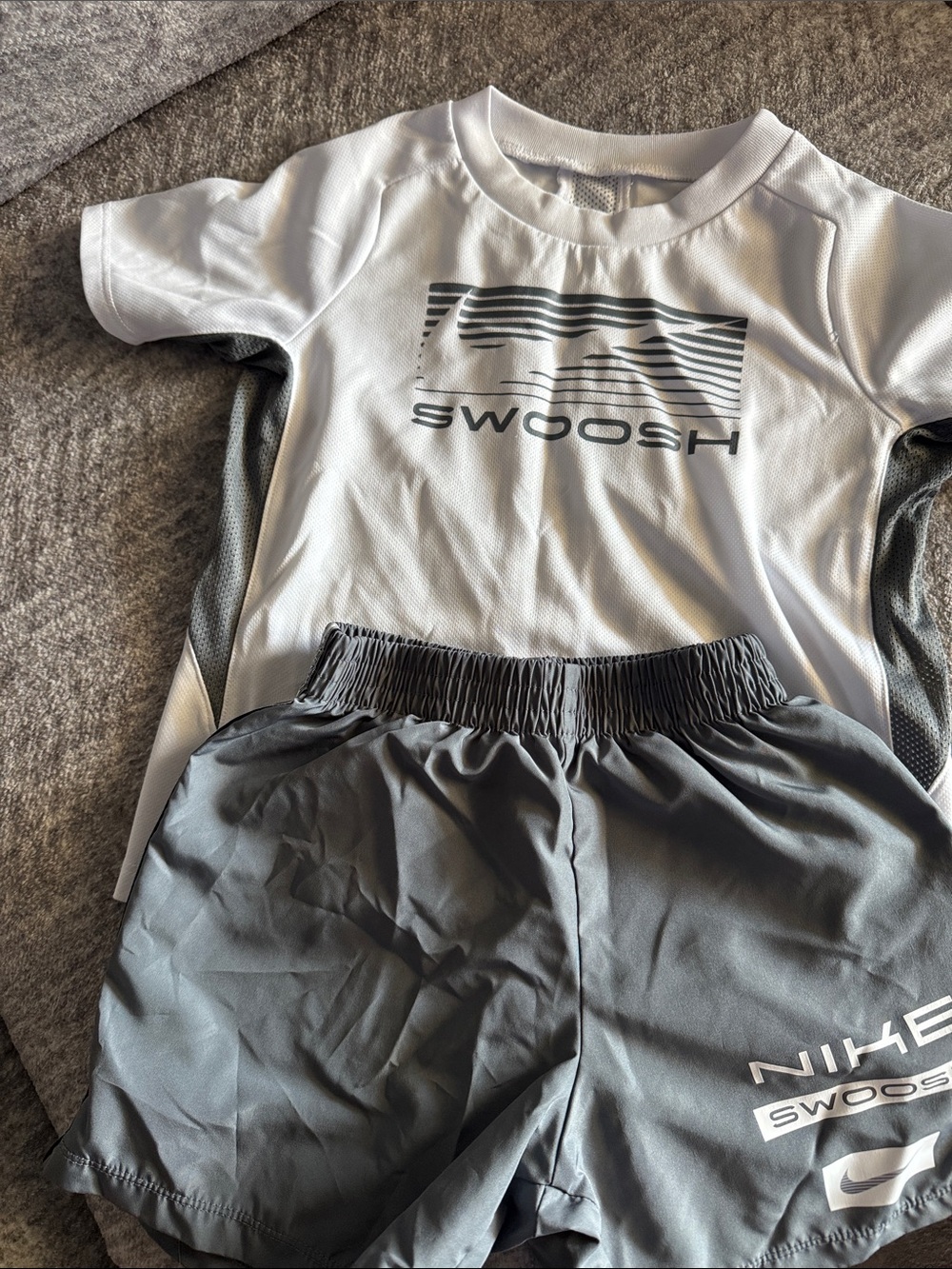 Nike White & Gray Youth Swoosh Athletic Set